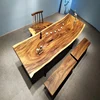 Wholesale 8-seats Raw Wood Rectangle solid wood table cheap wood coffee restaurant table
