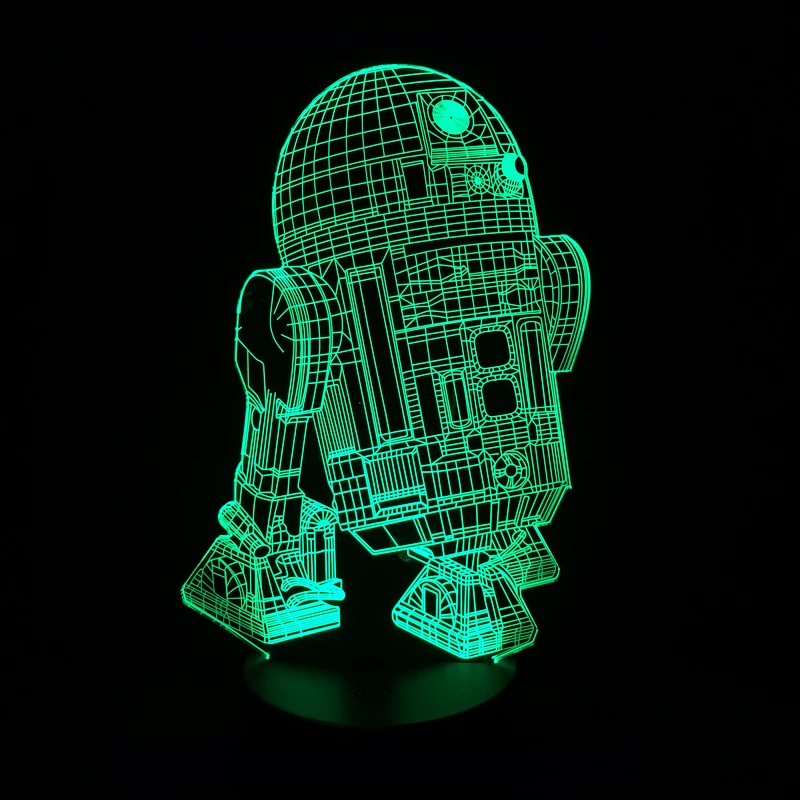 New Action Figure 7colors Robot R2D2 3D Visual LED Night Lights for Kids Bedroom Table Desk Lamp