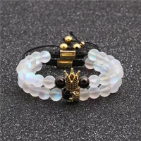 

Wholesale Jewelry Bracelets Couple 8mm Beads Moonstone Stone Crown Bracelet