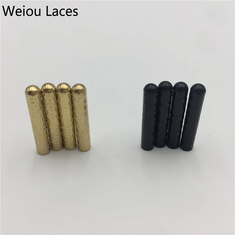 

Weiou New arrival Shiny Shoelaces Metal Tips Gold Black Pattern Metal Aglets Fit all kind of shoe laces