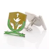 Make custom logo square gridding pattern silver or rose gold plating cufflinks for men