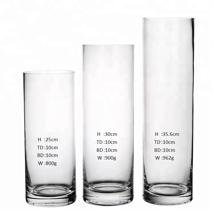 

2019 wholesale Home decor cheap crystal clear tall cylinder glass flower vase, Clear or customized