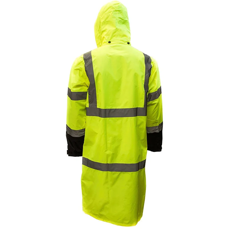 Custom 100% Polyester Security Rain Coat Yellow Waterproof Reflective ...