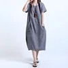 new south Korean women's dress code fat MM loose add weight to increase cotton and hemp long style show thin dress