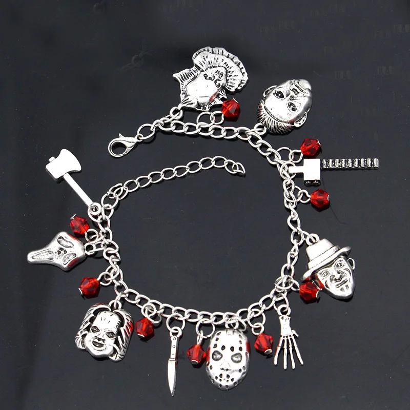 

Chucky Face Stephen Kings Yiwu Factory Wholesale Price IT Penny Wise Jason Hockey Horror Bracelet Jewelry, As the pic