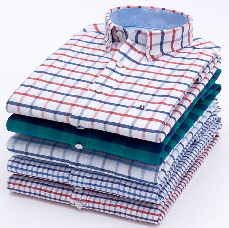 

hot sale 100% organic woven cotton plaid long sleeve mens casual shirts, Any color as you request