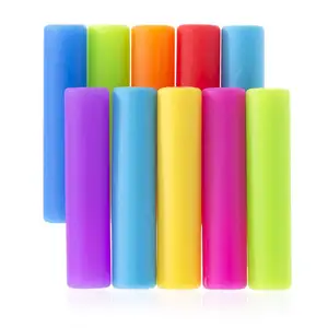 Image of Silicone Tips Reusable Straws Silicone Covers BPA Free FDA Approved Diameter 0.24" /6mm for Metal Straws Stainless Steel Straws