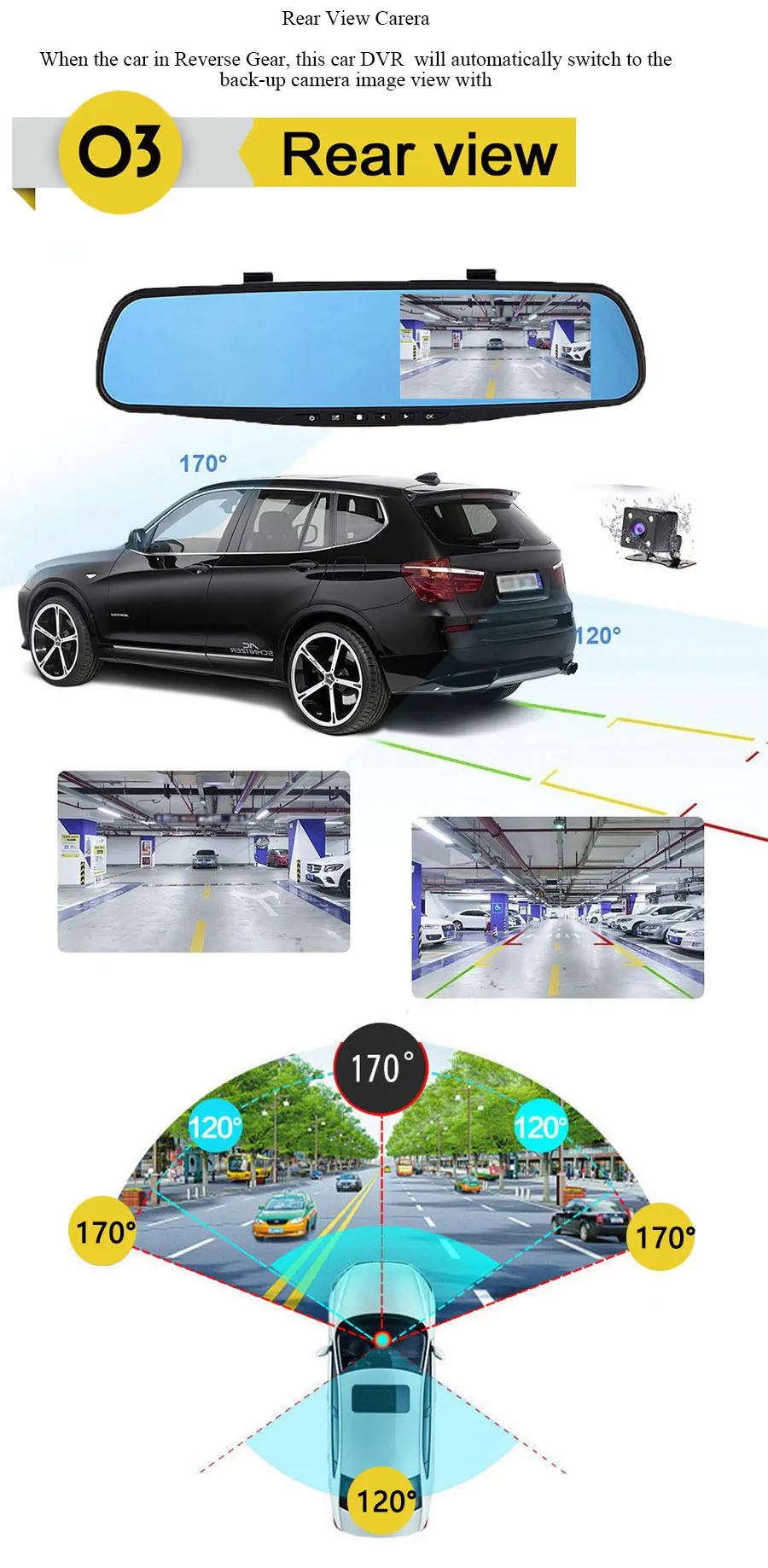 Tinderala 4.3 inch 1080P Dual Lens Rearview mirror Car Dvr full HD Driving Video Recorder Camera Reverse Image Car Dash Cam