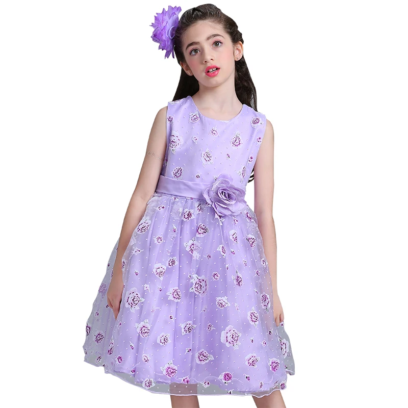 

Flower Dress In Sashes For Wedding Party Girls Floral Print Dress L619