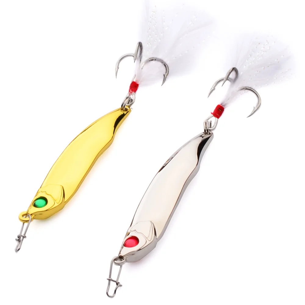 

Peche Fishing Lure Metal Hard Bait Spoon Lures 15-35G Sequins 6# Origin Hook Treble Fishing Tackle Pesca Accessories DW391, Gold/silver color available