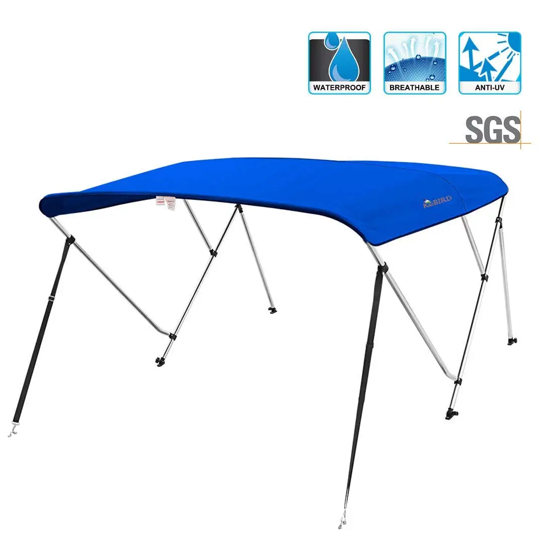 Brightent-Bimini Tops 6 Different Size 3-4 Bow Boat Canopy Cover with Free Support Poles and Towel Clips