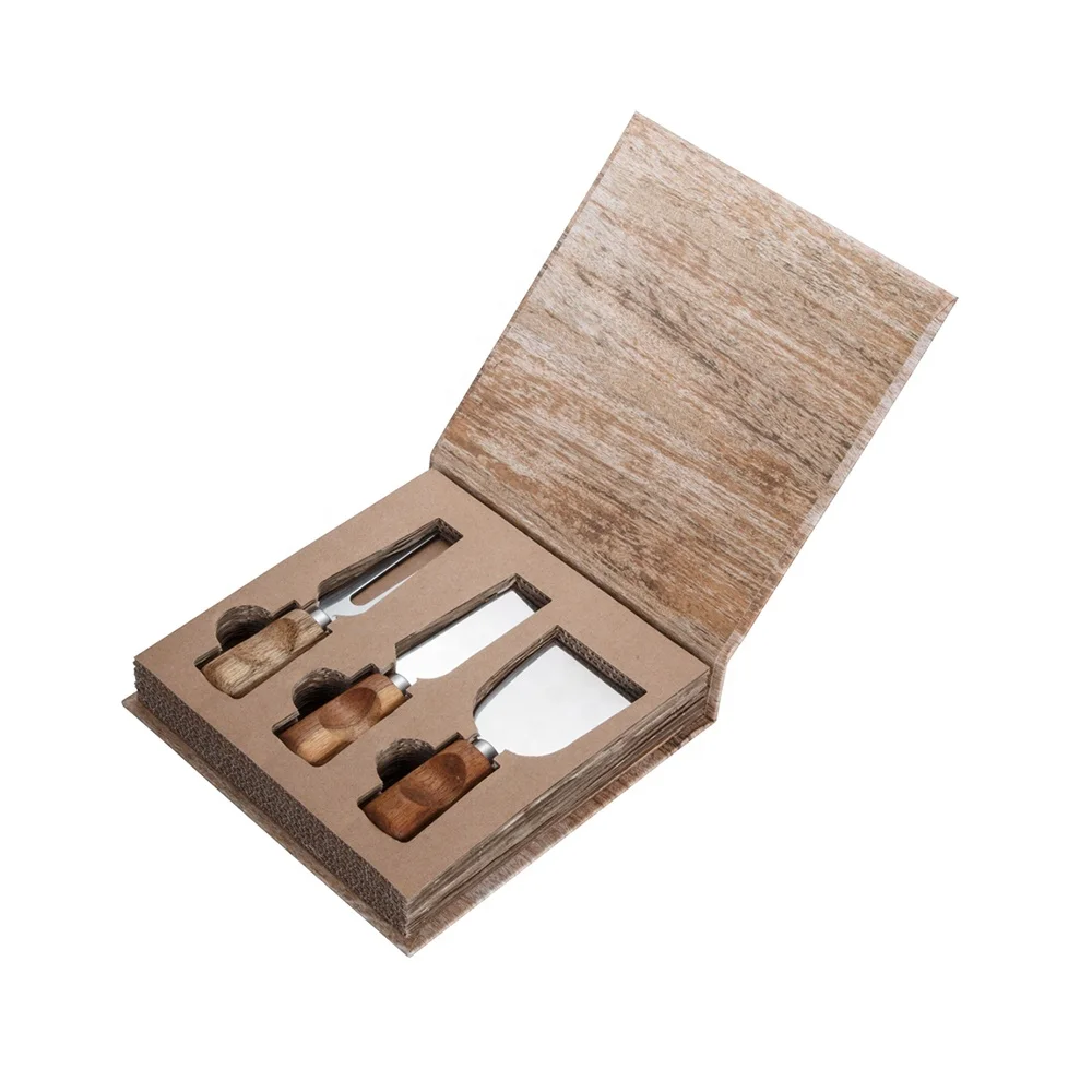 
2020 whole sale custom cheese knife promotion Stainless Steel Cheese Knife set with wood Handle 