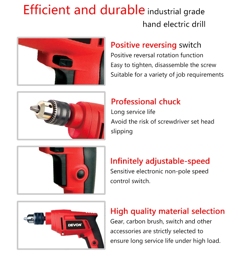 High Power Electric Power Tools Portable Vertical Electric Drill Specification Of Devon 1816