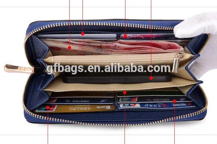 2018 Hot Sale Navy Blue Embossed Leather Wallet