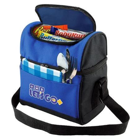 

promotion 6 cans cooler bag deluxe 600D polyester with 2 compartment, Custom made