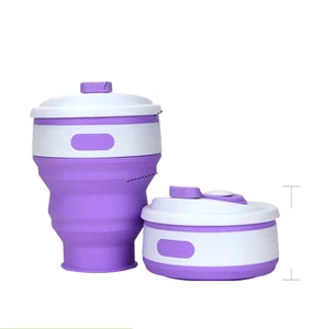 Image of custom printed travel silicone coffee cup collapsible silicone cup reusable