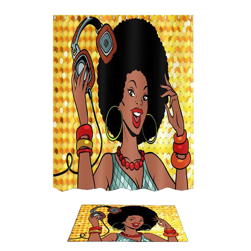 

Attractive african sexy lady printed polyester shower curtain for bathroom, N/a