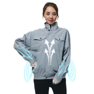 

2019 Summer New Heatstroke prevention Air Conditioned Cooling Jackets with Fan, Blue;grey