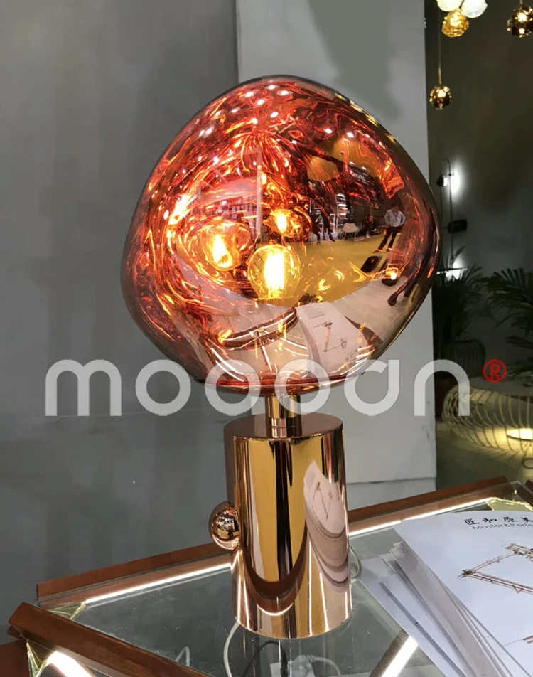 Modern Luxury Copper Lava Stone Mirror ball Home Decorative Table Lamp for hotel