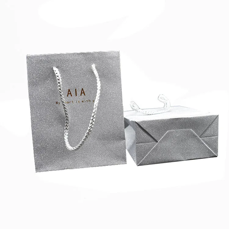 
Customized Glitter Paper Bag Silvery Gift Bags 