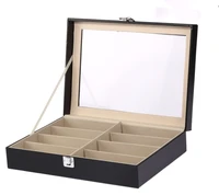 

Available 8 Slot Black MDF PU Leather Countertop Wholesale In Stock Eyewear Sunglass Display Storage Case Box