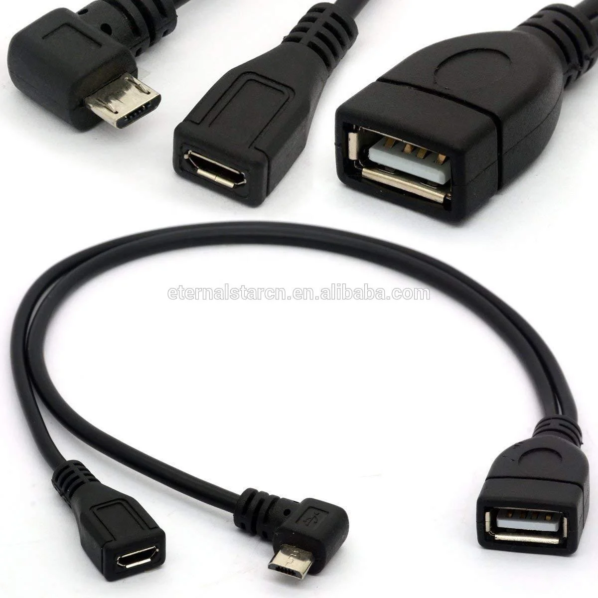 90 degree Angled Micro usb OTG Y Splitter Cable