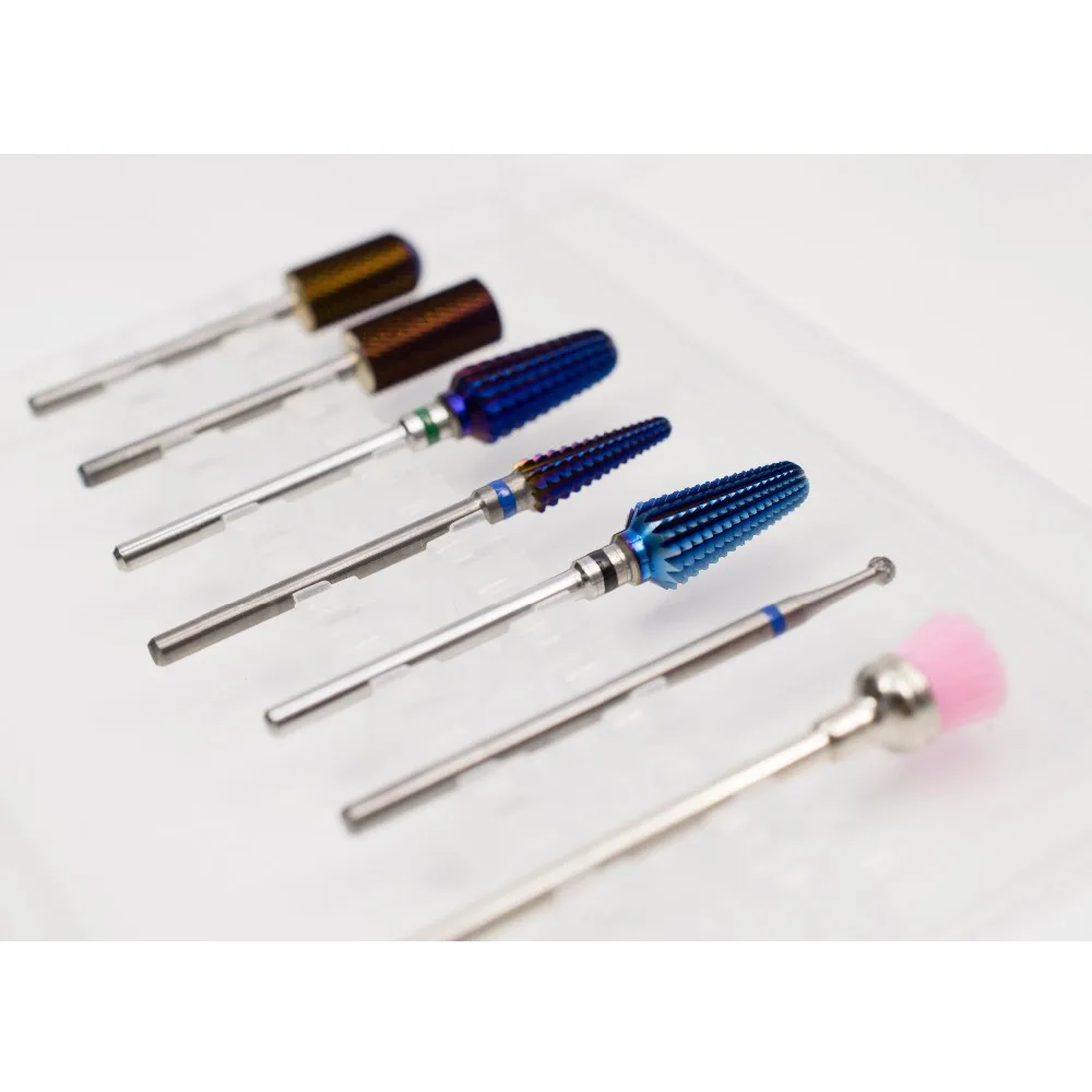 

All Round Carbide Nail Bits Professional Nail Drill Bit E-File Nail Drill Bit Set, White/pink/blue/yellow/purple