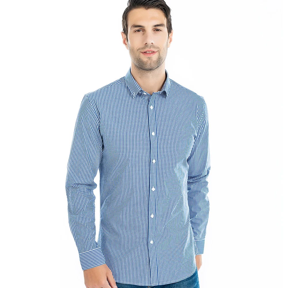 

Plus Size Famous Brand Check Men Cotton Casual Long Sleeve Business Wholesale Button Shirt, Custom color