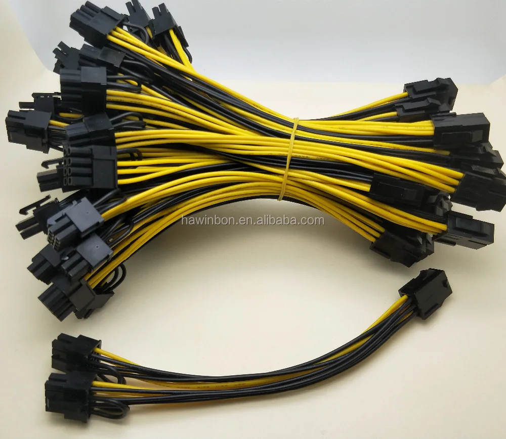 

6pin to dual GPU 8pin(6+2)pin pcie Graphics adapter converter power Extension Cable, Yellow and black