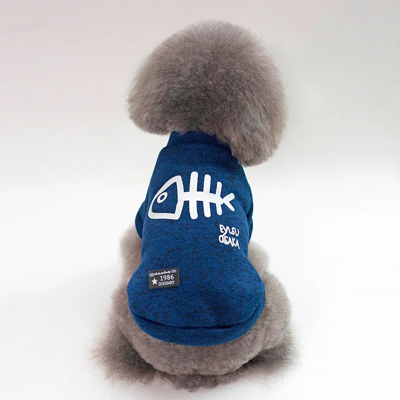 

Hot Sale Warm Dog Clothes Winter Fishbone Printed Soft Dog Sweater Dog Hoodie, Army green,navy blue, can be custom color