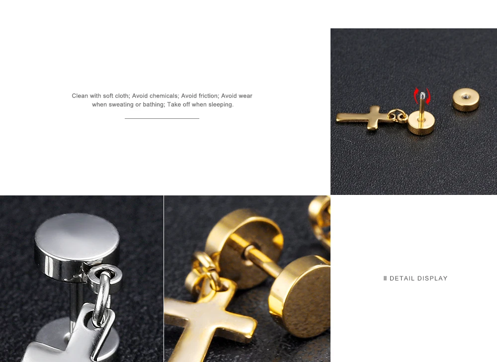 Dumbbell Barbell Design Custom Charming Michael Cross Earrings