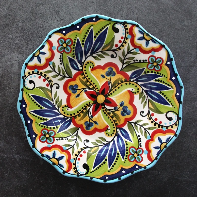 European Creative Hand Painted Ceramic Plates Home Western Dish