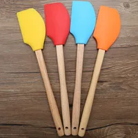 

BPA Free Flexible Heat Resistant Spatula with Metal Core Mixing Cooking and Baking Silicone Spatula With Wooden Handle