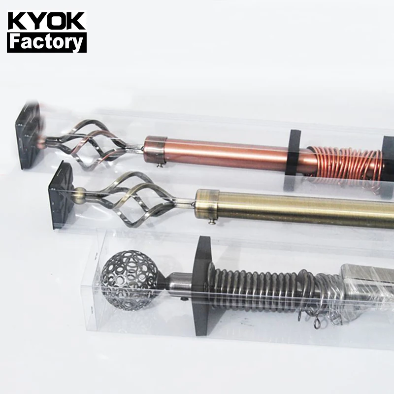 

KYOK 2m 3m double extendable curtain rods wholesale, Ab/ac/mn/bp/mp/bk or customized