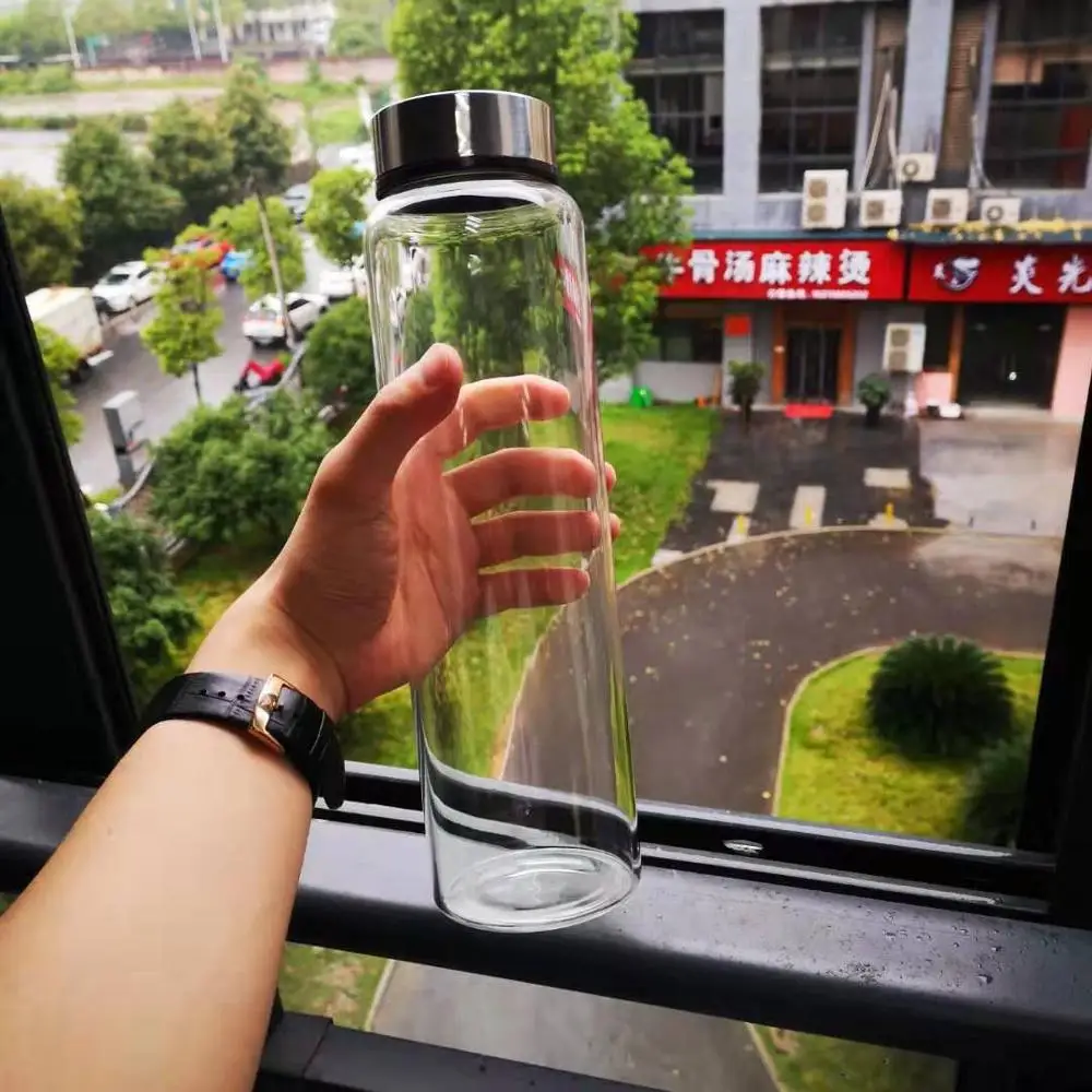 Wide Mouth Glass Water Bottle 32 oz Custom Capacity Borosilicate Glass Drinking Bottle