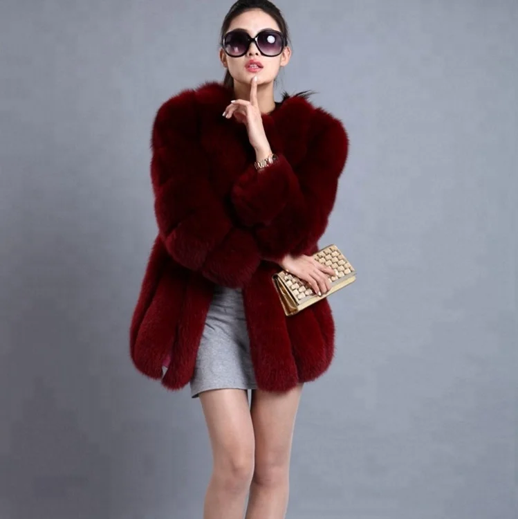 

European popular long style fake fox fur winter warm coat, Customized color