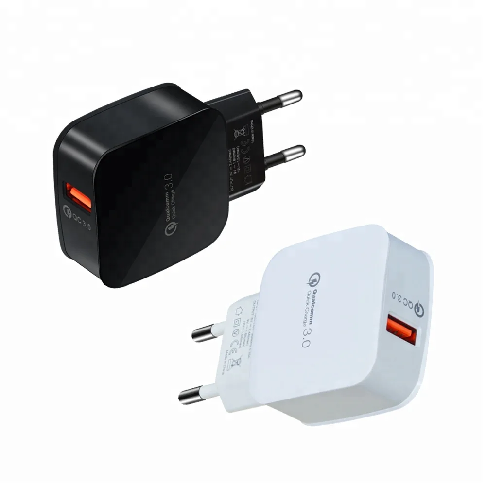 

18W Quick Charge Adaptive Fast Travel Charger QC 3.0 USB Wall Charger for iPhone Samsung, Black/ white