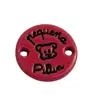custom enamel red color round shape sewing metal tag label with 2 holes