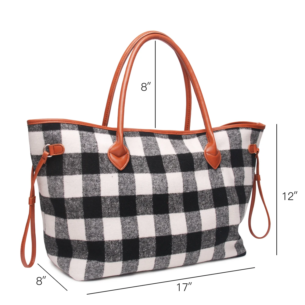 red and black plaid handbag