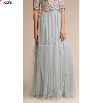 2017 Boho Two Pieces Lace Tops And Tulle Long Skirts Set