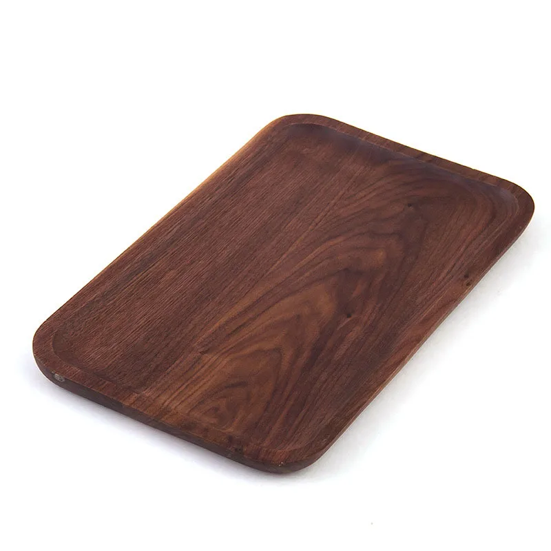 

Black Walnut Wooden Tray Japan Style Solid Color Pattern Hotel Restaurant Cafe Candy Dish Fruit Dish Plate Household Tool