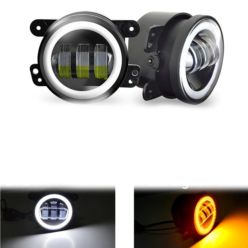 

car fog light DRL Turn signal For Jeep Wrangler JK TJ LJ Led Fog Driving Light angel eye lighting