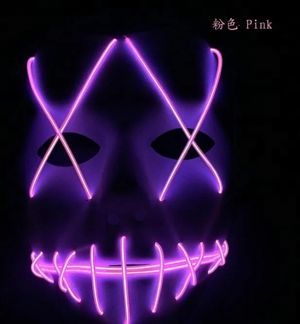 

2021 Hot Sale Halloween Glowing Party Neon Sound Activated Led Light Up Mask
