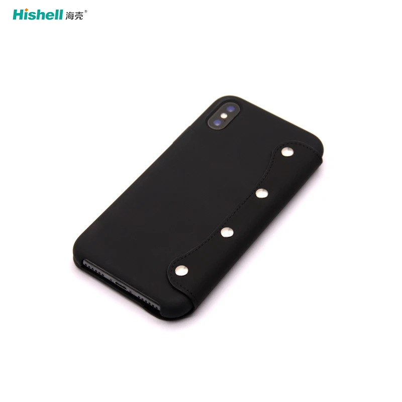 Liquid Silicone Wallet Leather Mobile Phone Case With Rivet For Iphone