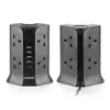 SAFEMORE Extension Leads 8 Way Outlets Surge Protected with 4 USB Ports Power Strips Extension Tower Black for UK