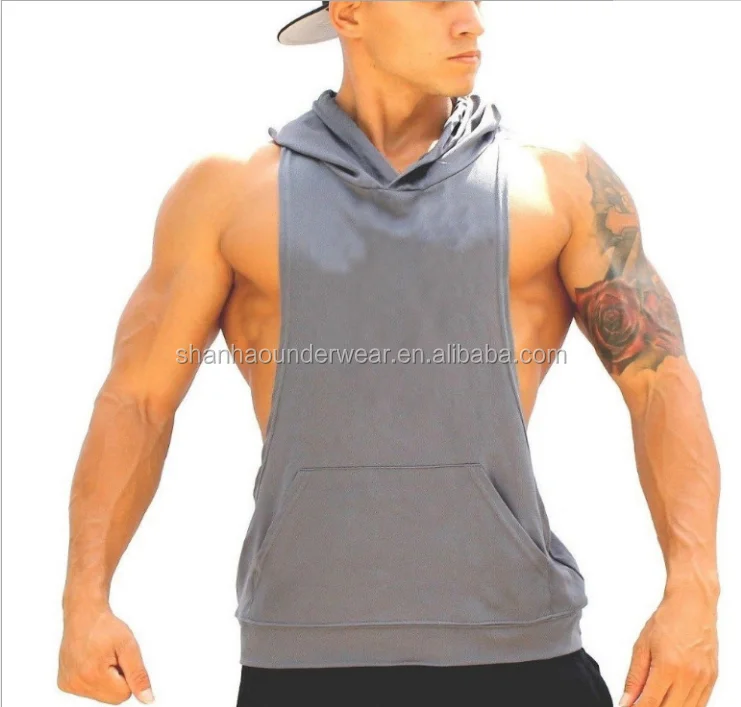 

Men's hooded t-shirts sports tank top shirt gym clothing