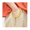 Fashion Wholesale Seashell Stainless Steel Charms O Shape Wrist Holder Keychain Silicone Key Ring Bracelet