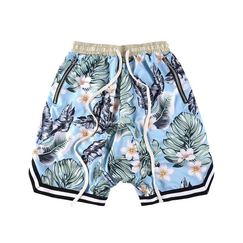 

wholesale printed rope waist men board shorts with zipper pocket