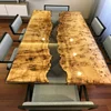 Dining center design dining Epoxy Resin maple slab solid wood table