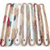 

Women Ethnic Necklace long 6mm Crystal Glass beads Necklace Gold Metal Spacer Multicolor Crystal Necklace